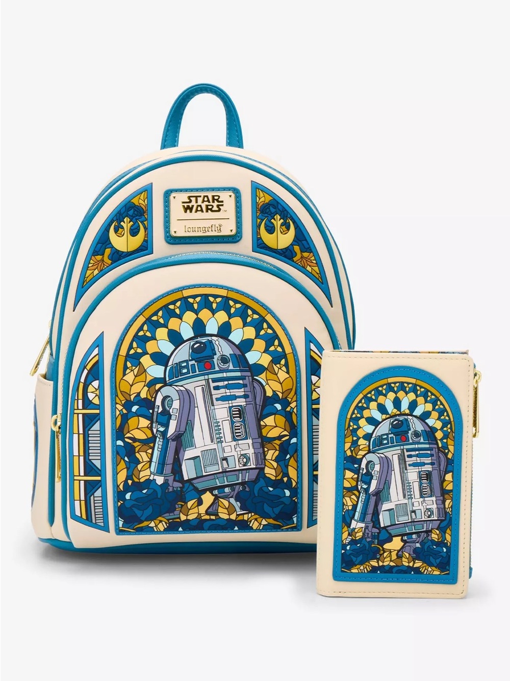 Loungefly Star Wars R2-D2 Stained Glass Portrait Mini Backpack & Wallet Set